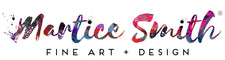 Colorful logo Martice Smith® Fine Art + Design with watercolor effect